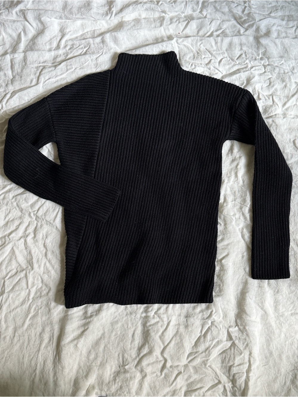 NOMIA nyc - Black Ribbed Turtleneck Offset Sweater
